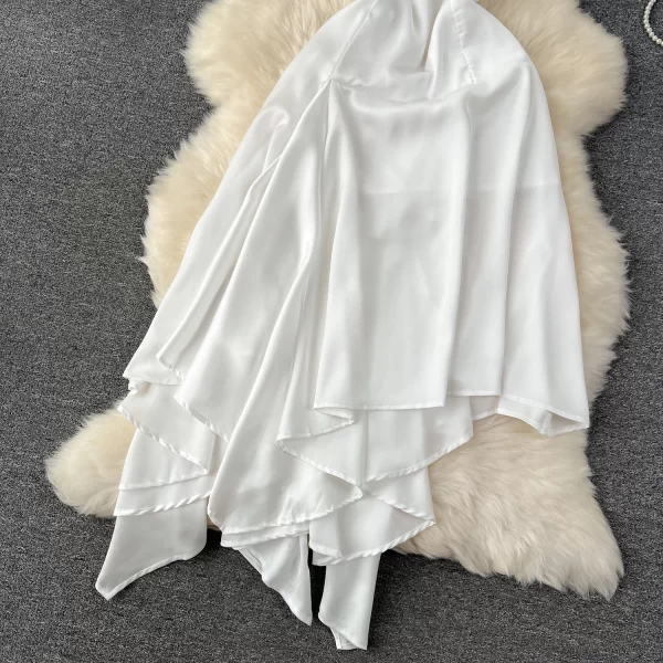 LE2071 Senior Sense Dress Spring Women Design Sense Irregular Slip Dress French Square Collar Temperament Dress With Sleeves - Image 2