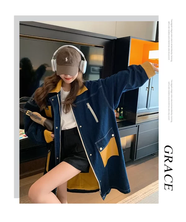 LE4501 Gentle Tie Long Coat Women Wear With Denim Trench Coat Female Spring and Autumn Casual Pop Coat - Image 4