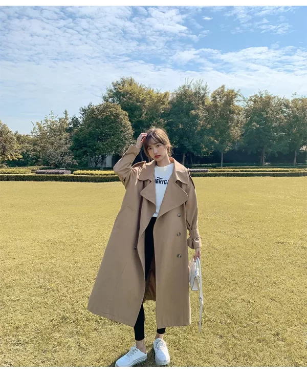 LE4557 Trench Coat Female Autumn Design Sense Small Temperament Long Coat Long Over the Knee Coat Trend Fashion - Image 6