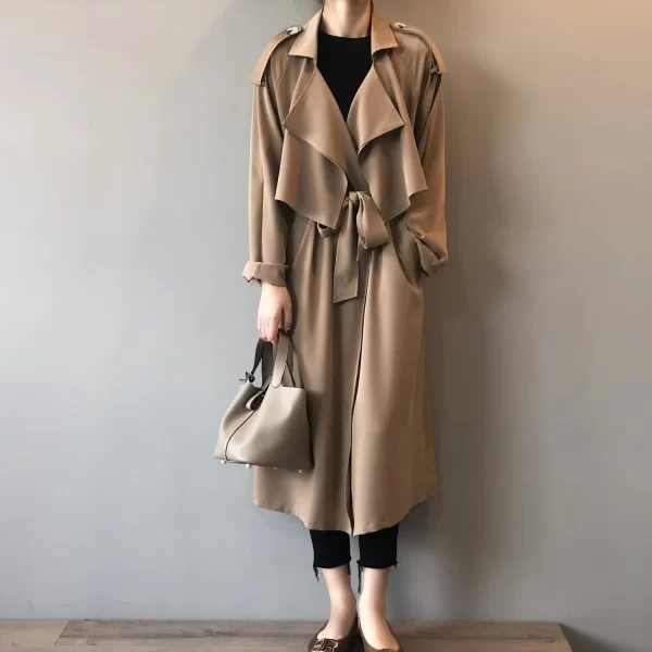 LE4539 Spring New Fashion Coats for Woman Temperament Long Trench Coat Woman Retro British Style Loose Coat Woman - Image 5
