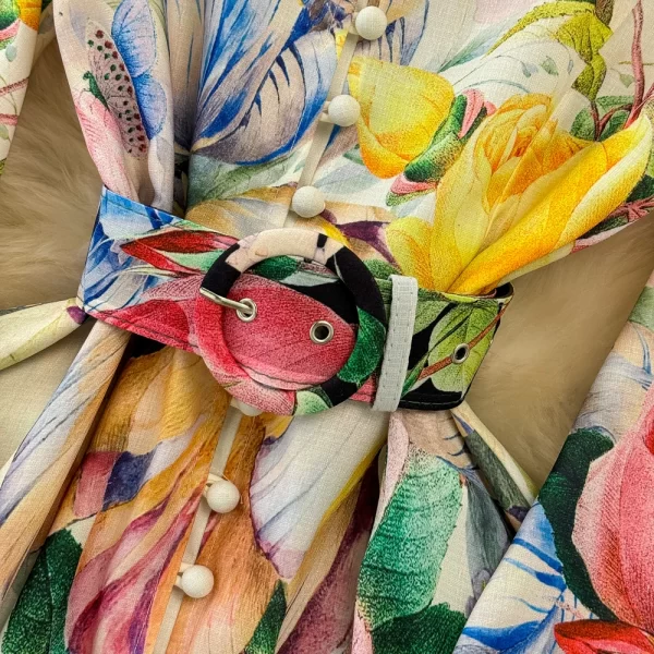 LE1934 2025 Vintage Floral Print Evening Gown Court Style Lantern Long Sleevebelted Single-Breasted A-Line Women Maxi Dress - Image 5