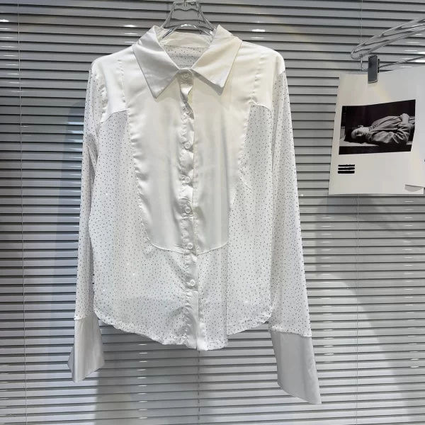LE2062 New Dark Spice Girl Full of Stars Hot Diamond Mesh Stitching Shirt