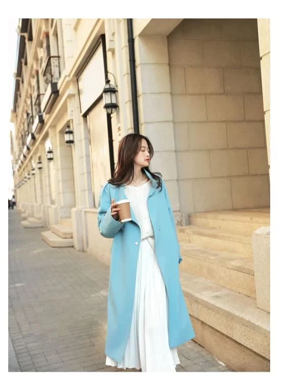LE4575 New Blue Trench Women'S Mid-Length Spring Dress Hepburn Style Goddess Fan Drooping Lace-Up Coat Coat - Image 2