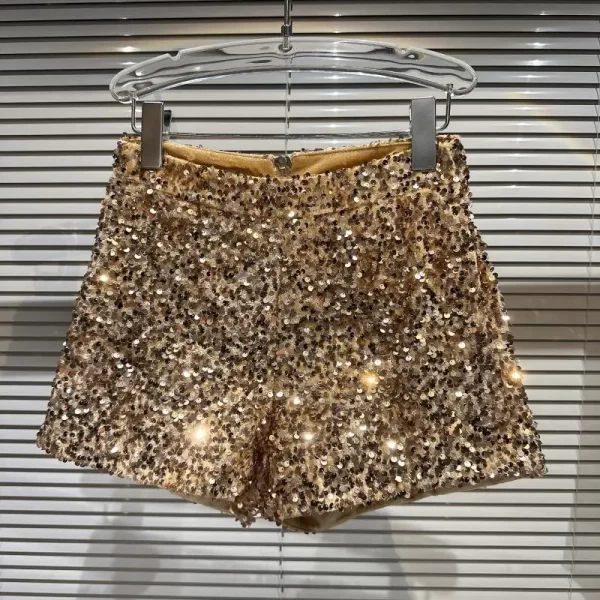 LE2364 Ladies' 2025 Internet Celebrity Full Sequins Shiny Zipper Shorts Club Girl Three-Minute Hot Pants Long Style - Image 6