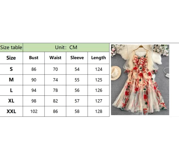 LE2134 Luxury Embroidered Women'S Long Dress Elegant Lantern Sleeve V-Neck Gauze Embroidery Dress Seaside Holiday Long Dress - Image 6