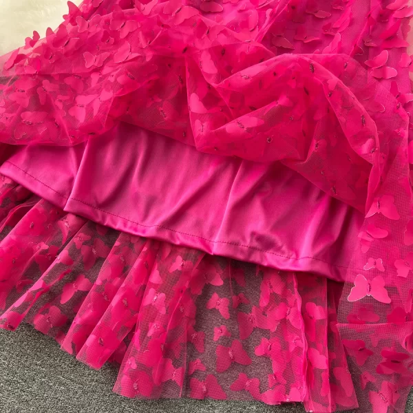 LE2150 High-Grade Sense Three-Dimensional Butterfly Gauze Dress Luxury Cocktail Prom Dress Romantic Strapless Fishtail Dress - Image 4