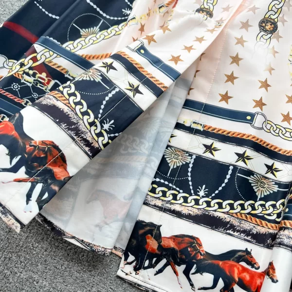 LE1658 Women New Fashion Spring Autumn Court Elegant Printing Single-breasted Thin A-Line Short Sleeve Vintage Dress - Image 6