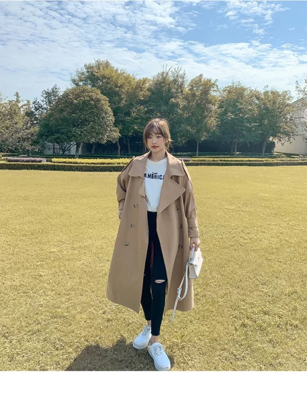 LE4557 Trench Coat Female Autumn Design Sense Small Temperament Long Coat Long Over the Knee Coat Trend Fashion - Image 5