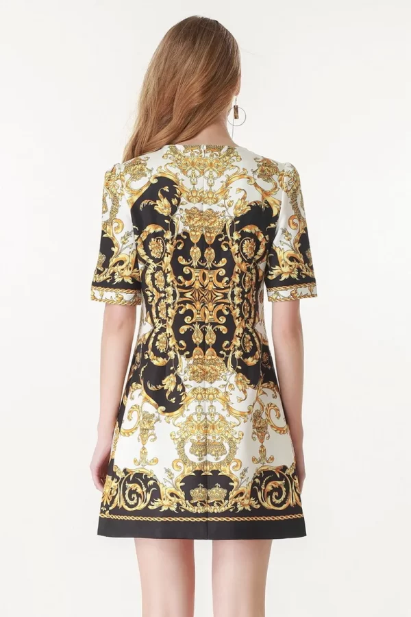 LE1643 Courtly Style Handmade Industry Diamond Sequin Vintage Print Dress Boutique Socialite Party Ladies Boutique Casual Dress - Image 4