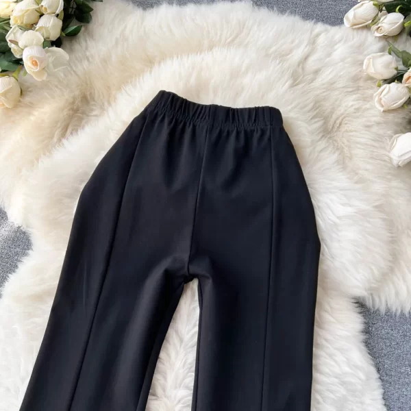 New Arrivals Women Plaid Long Trousers High Waist Slit Flare Pants Lady Casual Wide Leg Pants - Image 5