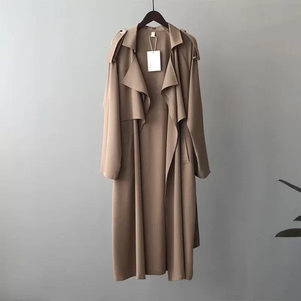 LE4539 Spring New Fashion Coats for Woman Temperament Long Trench Coat Woman Retro British Style Loose Coat Woman