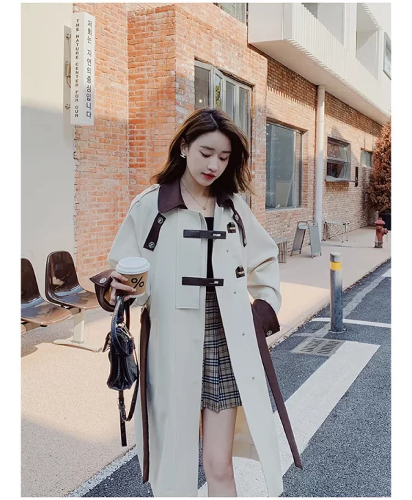 LE4565 Spring Dress Outerwears Gentle Sweet Patchwork Trench Coat Woman Trench Coat Female - Image 5