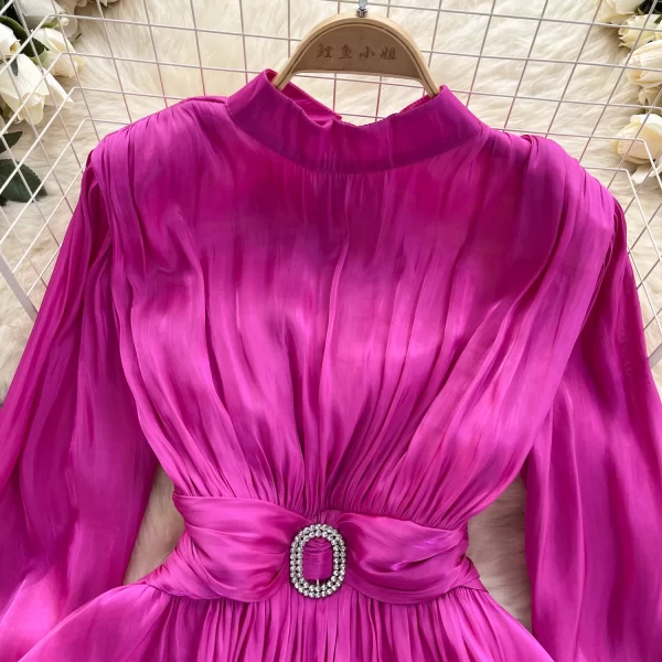 LE4043 French Vintage Blouse Women Fold Waist Slimming Lotus Leaf Swing Advanced Sense of Spring Top - Image 2