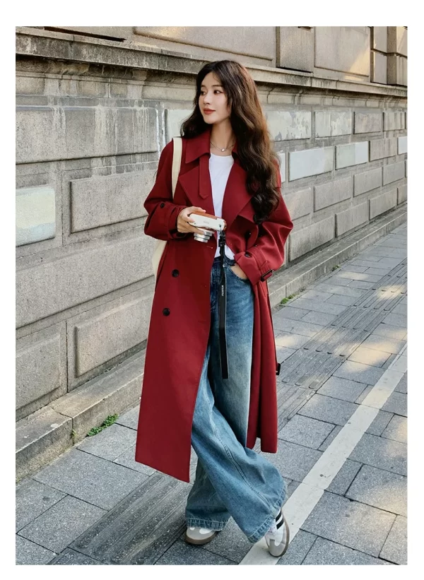 LE4549 Fashion Slim and High Trench Coat 2025 New Korean Version of Relaxed Relaxed Temperament Sweet Coat - Image 3