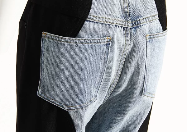 ZT1065 Black and Blue Wave Denim Splicing Straight Leg Wide Leg Pants Women 2025 New Ins Street Style Fashion Pants - Image 6