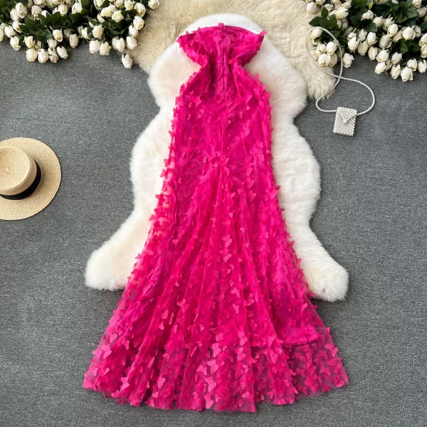 LE2150 High-Grade Sense Three-Dimensional Butterfly Gauze Dress Luxury Cocktail Prom Dress Romantic Strapless Fishtail Dress - Image 2