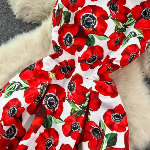 LE1449 Celebrity Senior Sense Floral Printing Undershirt Dress Female Summer New Temperament Elegant Swing Evening Dress - Image 3