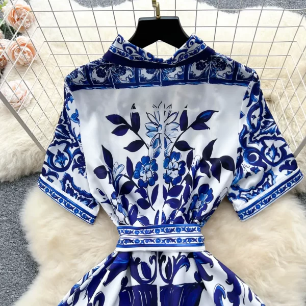 LE1654 Socialite Fashion Celadon Porcelain Printed Skirt Women'S 2025 High Waist Midi Office Party Women'S Dress - Image 4