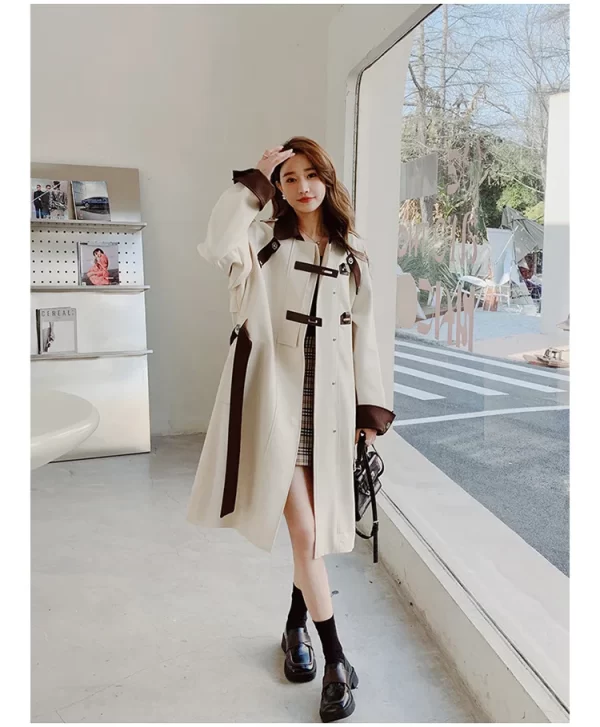 LE4565 Spring Dress Outerwears Gentle Sweet Patchwork Trench Coat Woman Trench Coat Female - Image 6