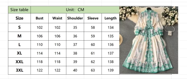 LE1902 Court Style Belted Print Dress Spring Women Design Retro Slim Long French Puffed Sleeve Dress Fashion Women'S Clothes - Image 6