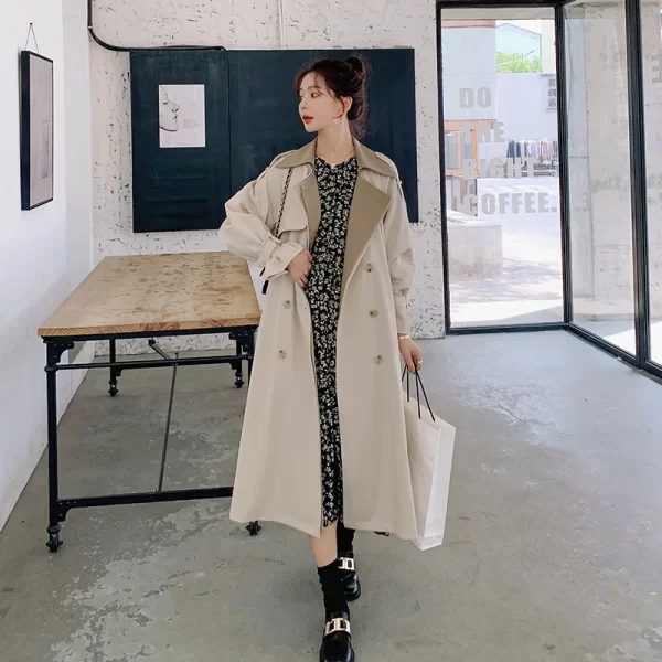 LE4564 Spring New British Style Fall Clothes 2025 Women Casual Goddess Style Over the Knee Autumn Coat