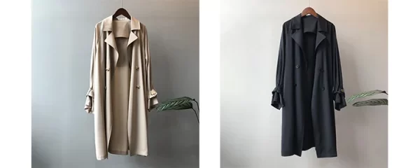 LE4540 Autumn New Long Coat Thin Trench Coat Women Long Temperament Loose Solid Color Over the Knee Coat - Image 6