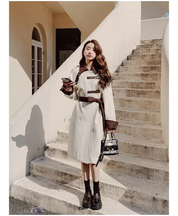 LE4565 Spring Dress Outerwears Gentle Sweet Patchwork Trench Coat Woman Trench Coat Female - Image 2