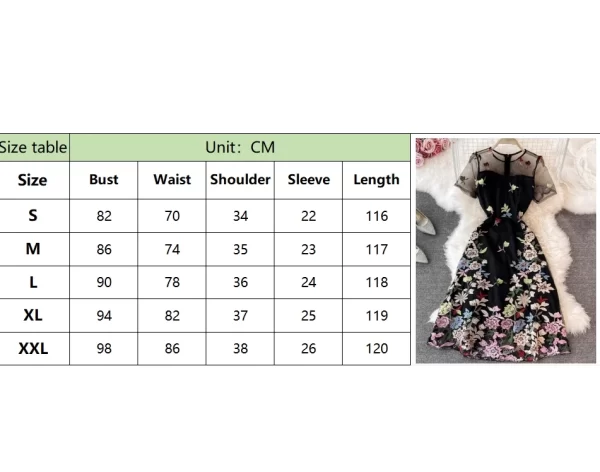 LE2142 Summer New Super Fairy Embroidered Mini Women'S Dress Vintage Gentle Mesh Crewneck Dress Elegant Temperament Dress - Image 6