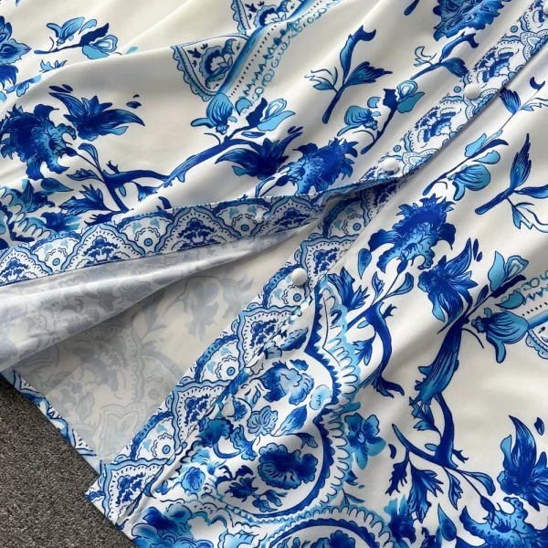 LE1652 Boutique's Hot Sale Women's A-Line Single-Breasted Bubble Long-Sleeved Elegant Classical Printed Patterns Cloth - Image 6