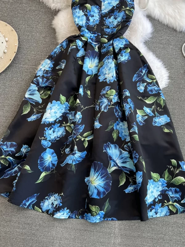 LE1944 Fashion O-Neck Slim Midi Women'S Sleeveless Dress Petunia Printed Three-Dimensional Tailoring Vest Dress - Image 5