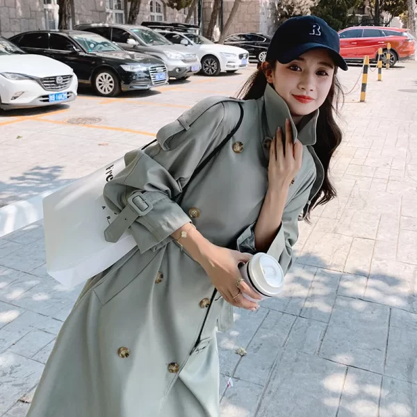 LE4547 Fall Double-Breasted Winter Women'S Jackets 2025 Mid-Length Commuter Trench Coat