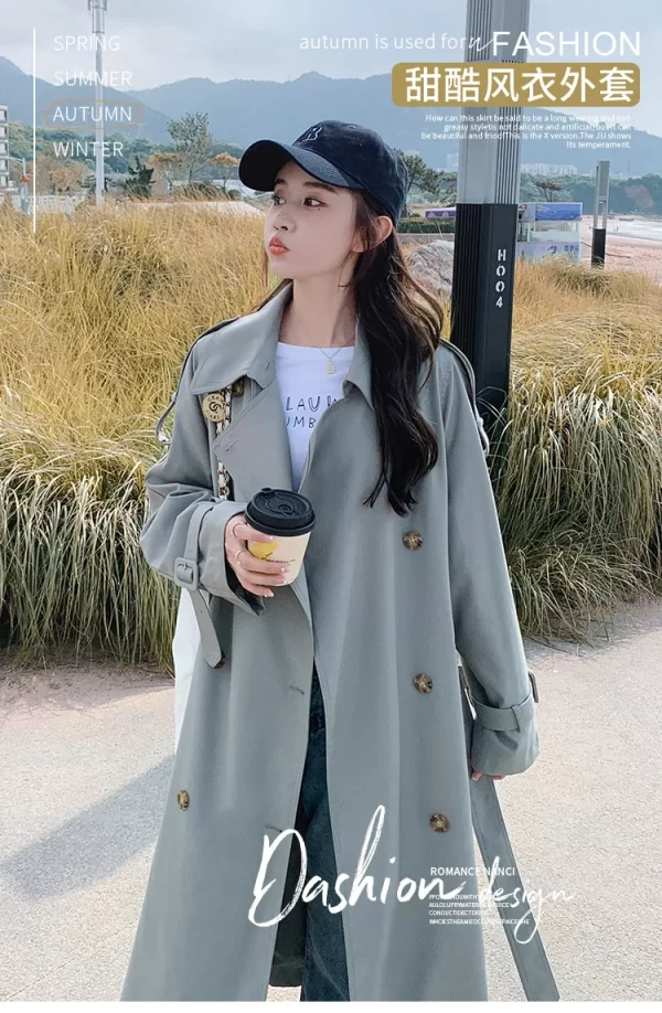 LE4547 Fall Double-Breasted Winter Women'S Jackets 2025 Mid-Length Commuter Trench Coat - Image 4