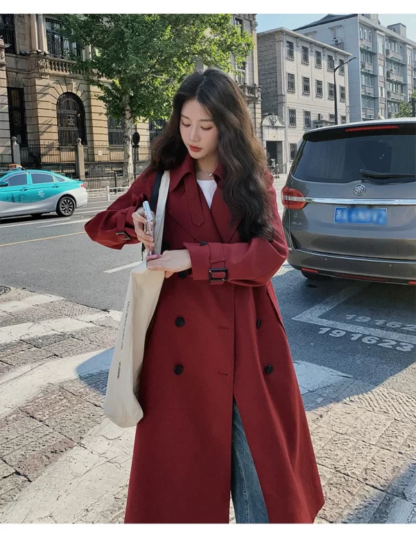 LE4549 Fashion Slim and High Trench Coat 2025 New Korean Version of Relaxed Relaxed Temperament Sweet Coat - Image 5