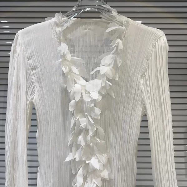 LE2056 New Little Fragrance Ruffled Petals Collar Edge Micro Transparent Temperament Shirt Shirt Little Shirt Women - Image 3