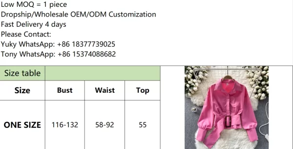 LE4020 Haruhi Blouse Woman Design Pressure-Sensitive Pleated Waist Slimming Short French Puffy Sleeve Top - Image 6