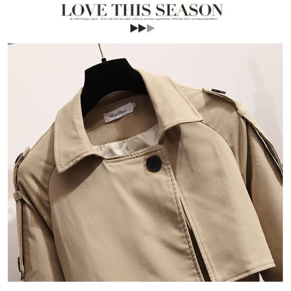 LE1729 Autumn Women Short Trench Coat Casual Streetwear Double Breasted Belt Female Blazer Coats British Wind Loose Fit Outwear - Image 5