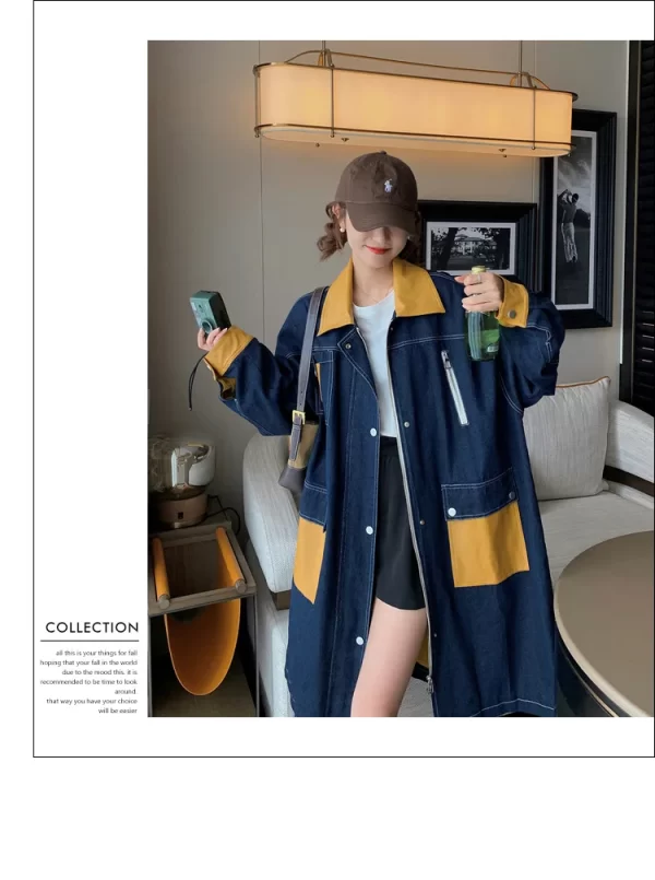 LE4501 Gentle Tie Long Coat Women Wear With Denim Trench Coat Female Spring and Autumn Casual Pop Coat - Image 2