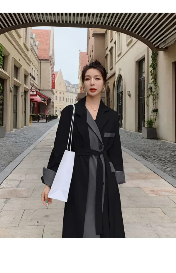 LE4561 New Spring and Autumn New Korean Women Trench Coat Loose Design Sense of Small British Style Slim Long Coat - Image 3