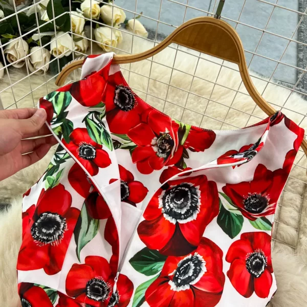 LE1449 Celebrity Senior Sense Floral Printing Undershirt Dress Female Summer New Temperament Elegant Swing Evening Dress - Image 4