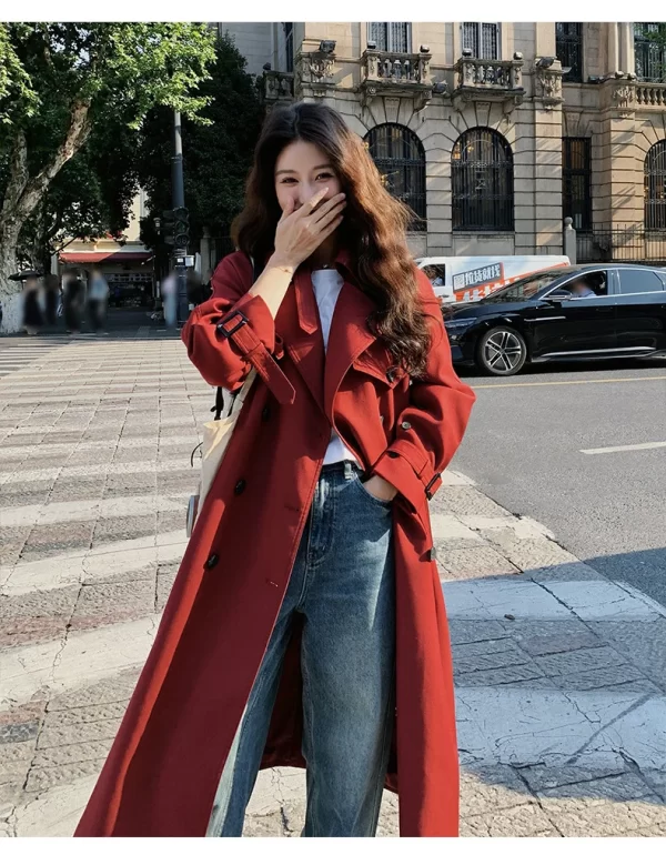 LE4549 Fashion Slim and High Trench Coat 2025 New Korean Version of Relaxed Relaxed Temperament Sweet Coat - Image 6