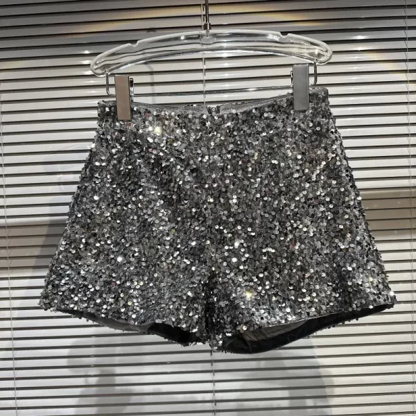 LE2364 Ladies' 2025 Internet Celebrity Full Sequins Shiny Zipper Shorts Club Girl Three-Minute Hot Pants Long Style - Image 4