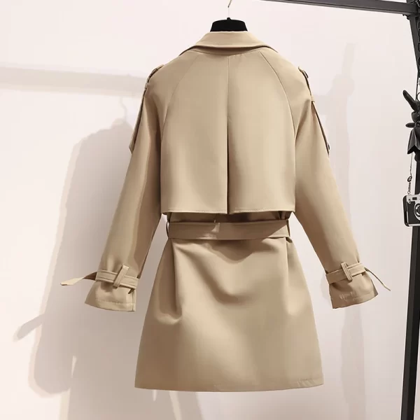 LE1729 Autumn Women Short Trench Coat Casual Streetwear Double Breasted Belt Female Blazer Coats British Wind Loose Fit Outwear - Image 4