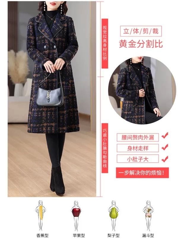 LE4543 Autumn and Winter Woman Trench Coat  New Mid-Length Plus Size Women'S Trench Coat - Image 5