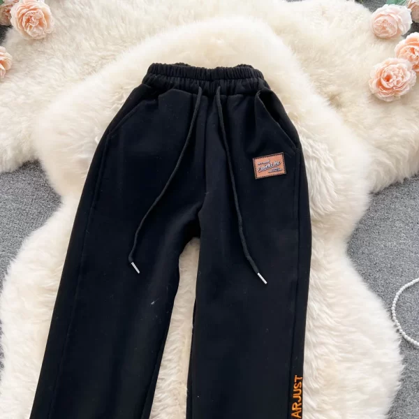 Street Wear Letter Slim Trousers Drawstring Pocket High Waist Long Pants Women Lady Casual Sport Pants - Image 6