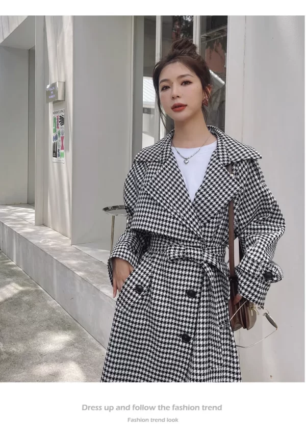 LE4555 Long Coat Trench Coat Women'S Mid-Long Autumn Waist Temperament Senior Casual Popular Coat - Image 4