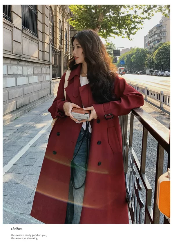 LE4549 Fashion Slim and High Trench Coat 2025 New Korean Version of Relaxed Relaxed Temperament Sweet Coat - Image 2