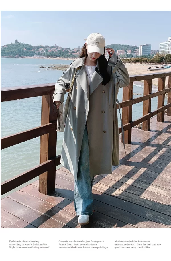 LE4547 Fall Double-Breasted Winter Women'S Jackets 2025 Mid-Length Commuter Trench Coat - Image 3
