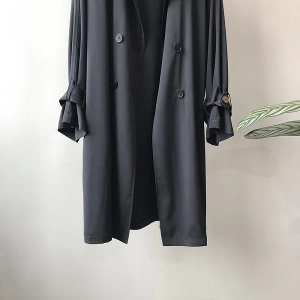 LE4540 Autumn New Long Coat Thin Trench Coat Women Long Temperament Loose Solid Color Over the Knee Coat - Image 5