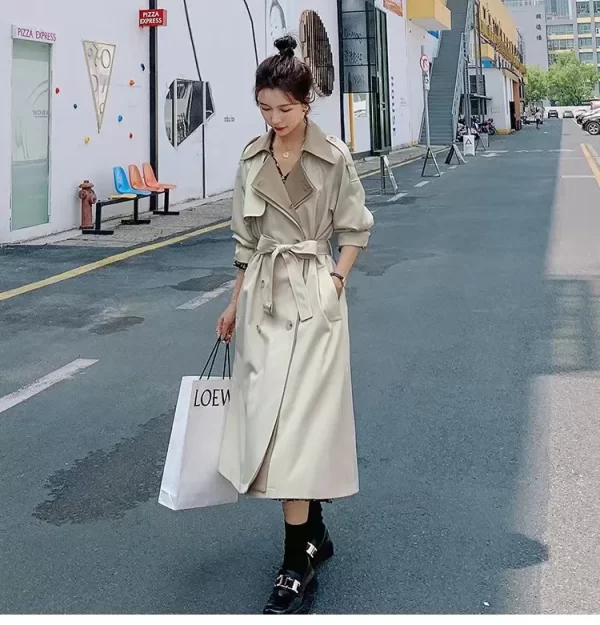 LE4564 Spring New British Style Fall Clothes 2025 Women Casual Goddess Style Over the Knee Autumn Coat - Image 5