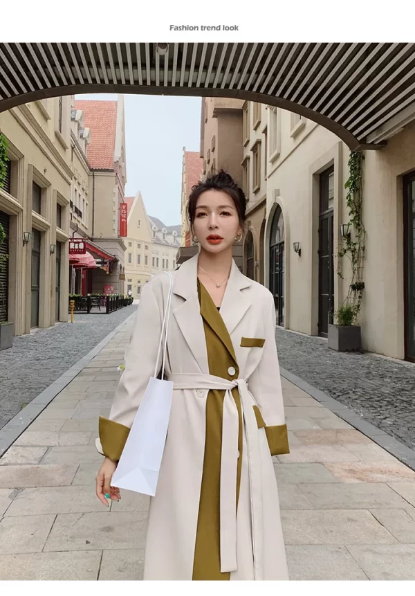 LE4561 New Spring and Autumn New Korean Women Trench Coat Loose Design Sense of Small British Style Slim Long Coat - Image 6